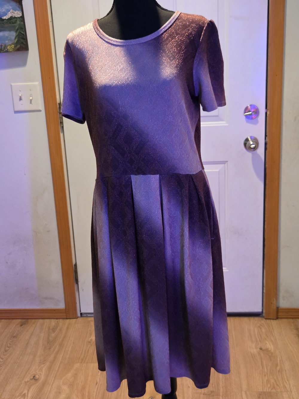LuLaRoe Purple Textured Short Sleeve Midi Dress